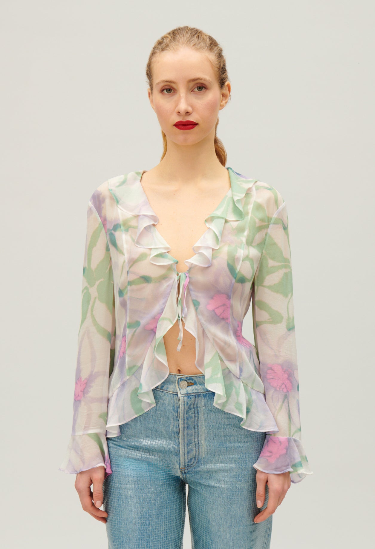 Blusa de seda con estampado de acuarela