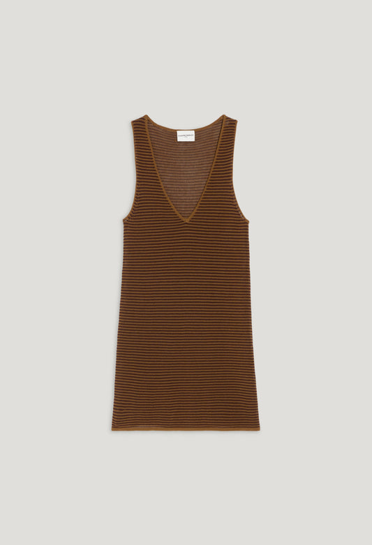 Camiseta de tirantes con rayas en marrón