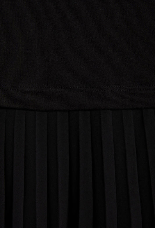 Vestido midi tela bimaterial negro