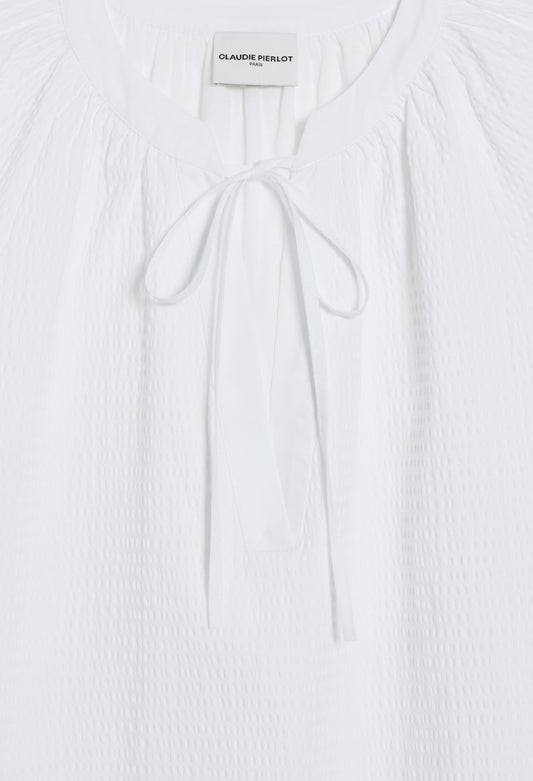 Vestido corto blanco anudado