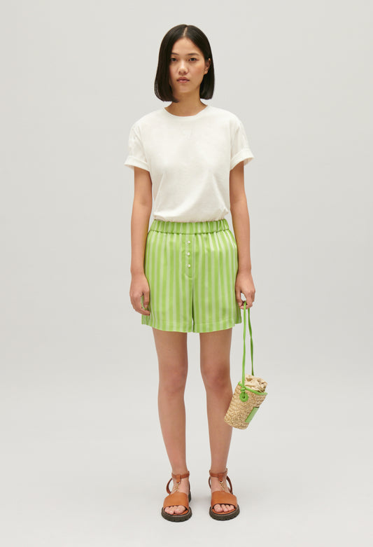 Shorts sueltos rayas matcha